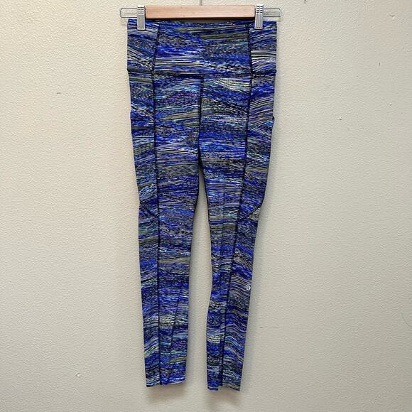 Lululemon Fast and Free Tight II 25" Interconnect Blue Multi Size 6 - Picture 1 of 6